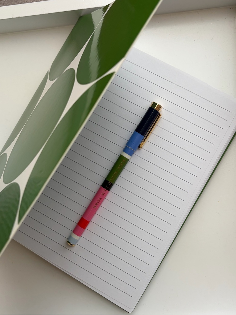 kate spade Multicolor Striped Ballpoint Pen with Gold Trim